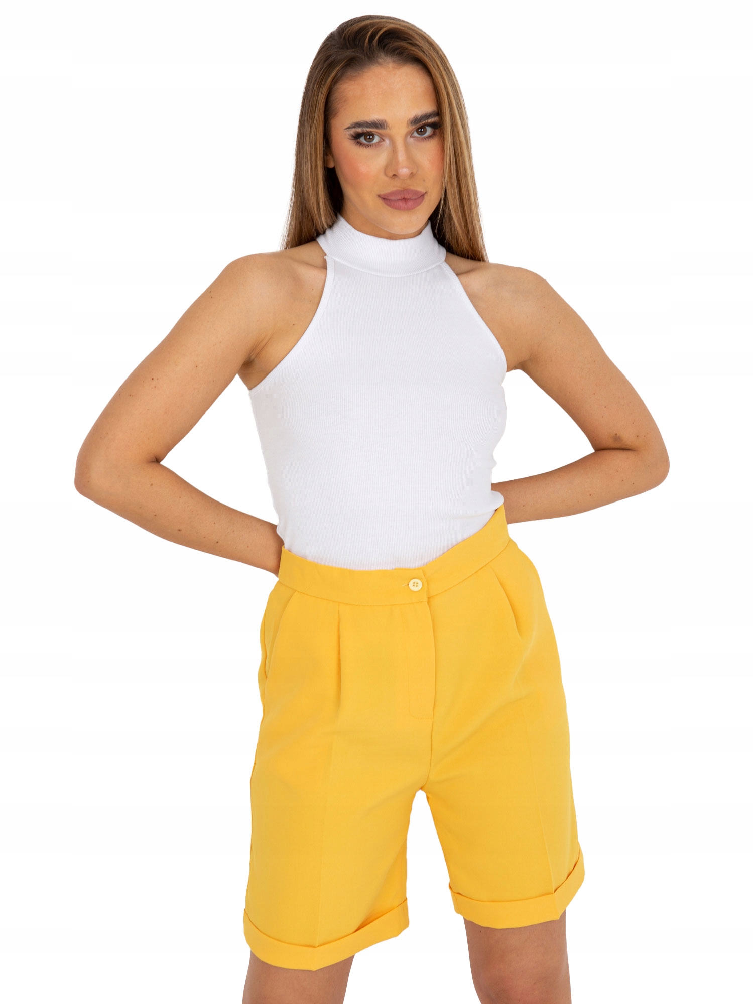 

Prążkowany Top damski z półgolfem Basic - M