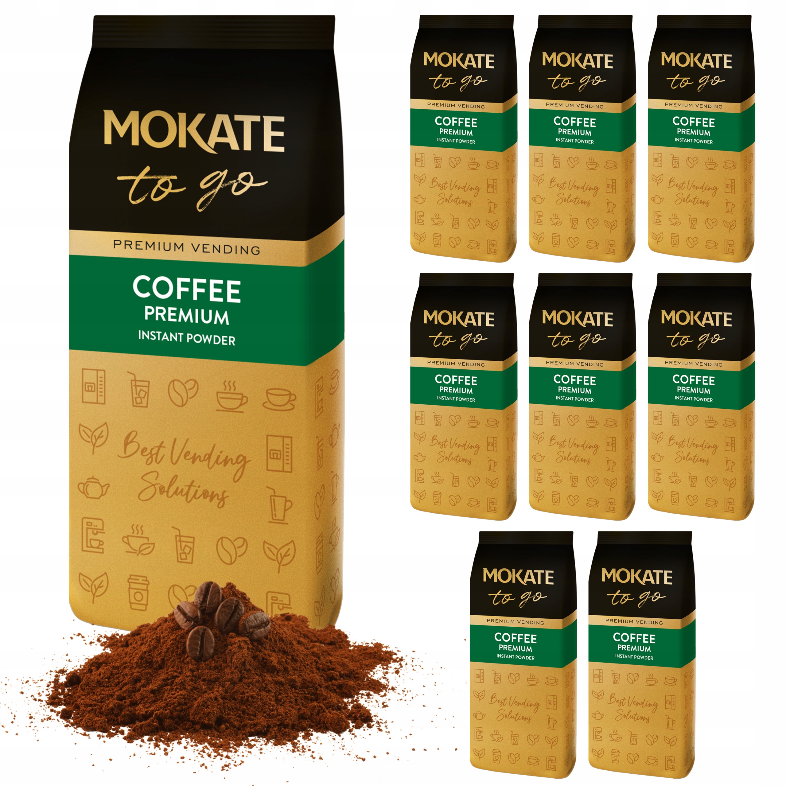 Zestaw 8 sztuk Kawa Rozpuszczalna Instant Premium Duże Opakowanie 500g