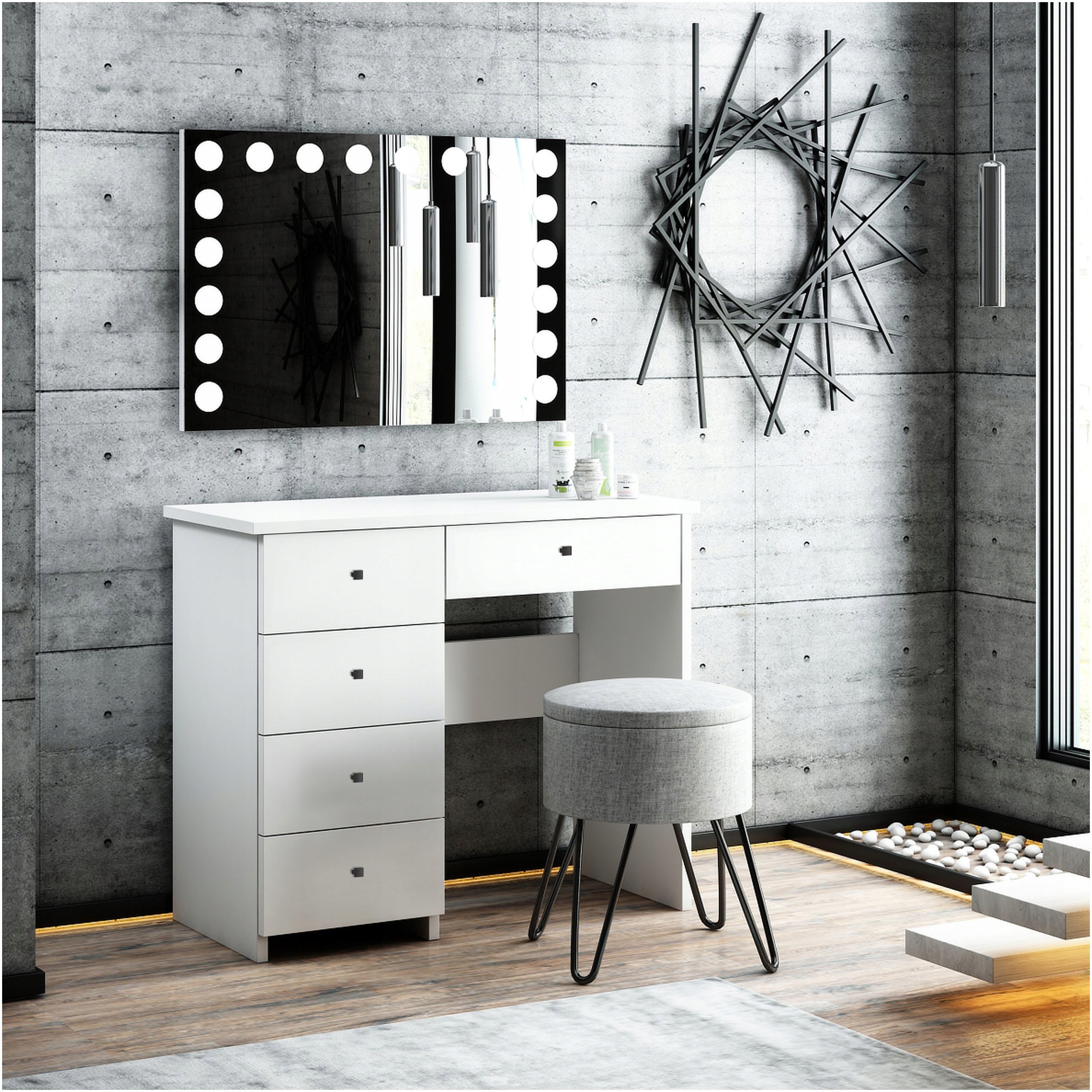 TOALETKA BIAŁA LUSTRO OŚWIETLENIE LED Materiał płyta laminowana