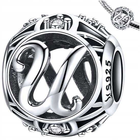 

Charms Literka U zawieszka srebro pr 925 koralik
