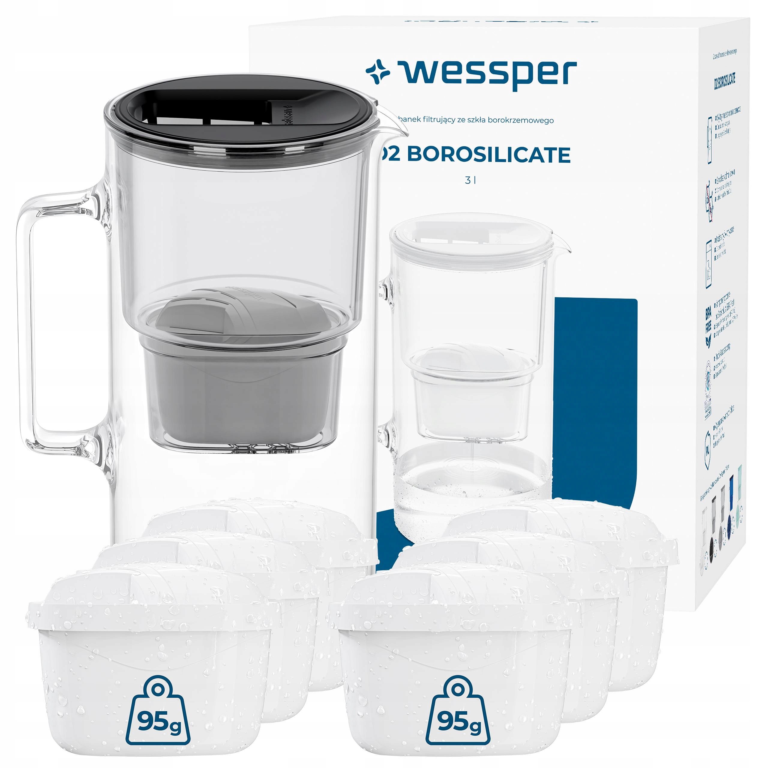 Filtrační konvice Wessper AquaMax 3l 7 vodních filtrů Wessper