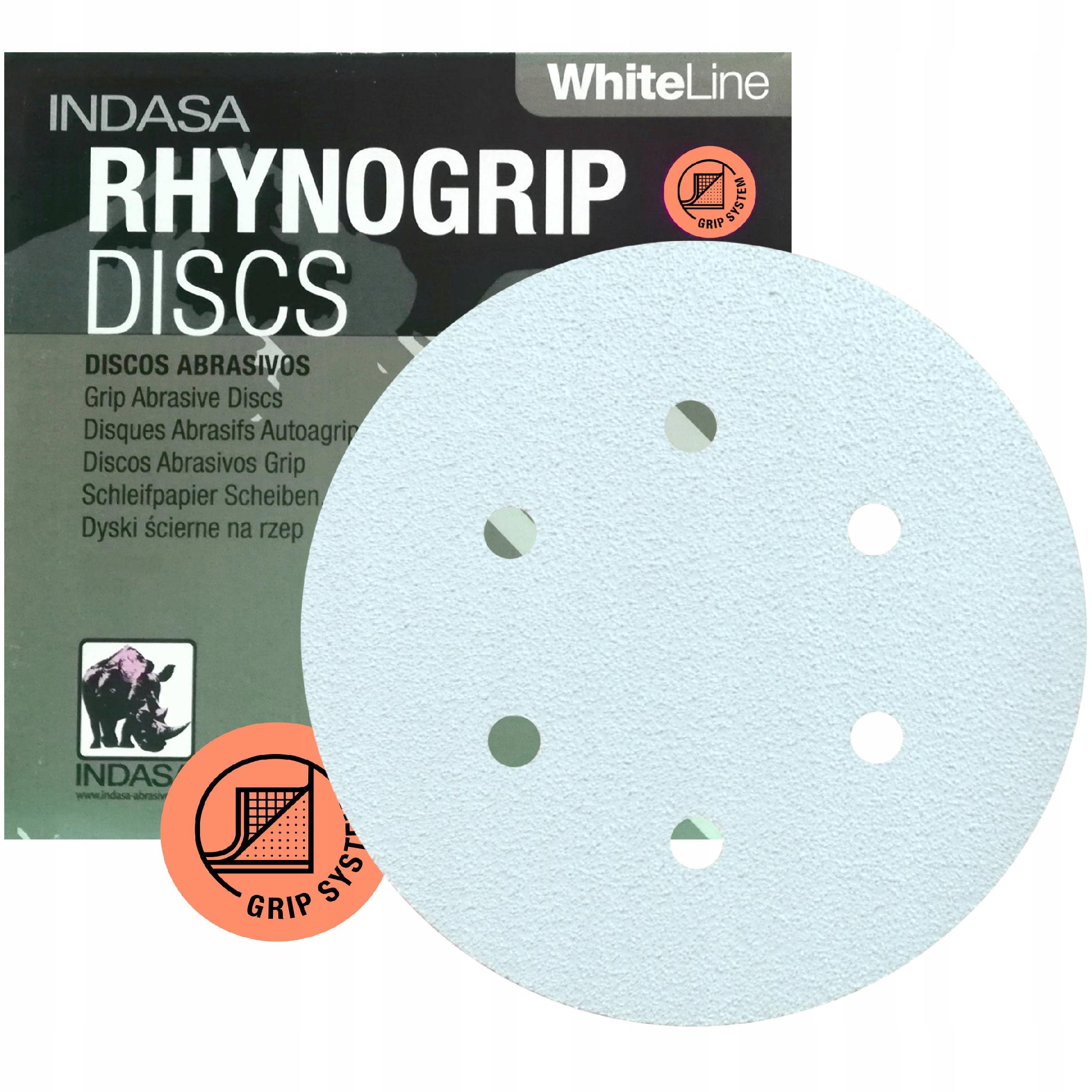 

Indasa White Krążki Ścierne Rzep 150mm 6H P120 50x