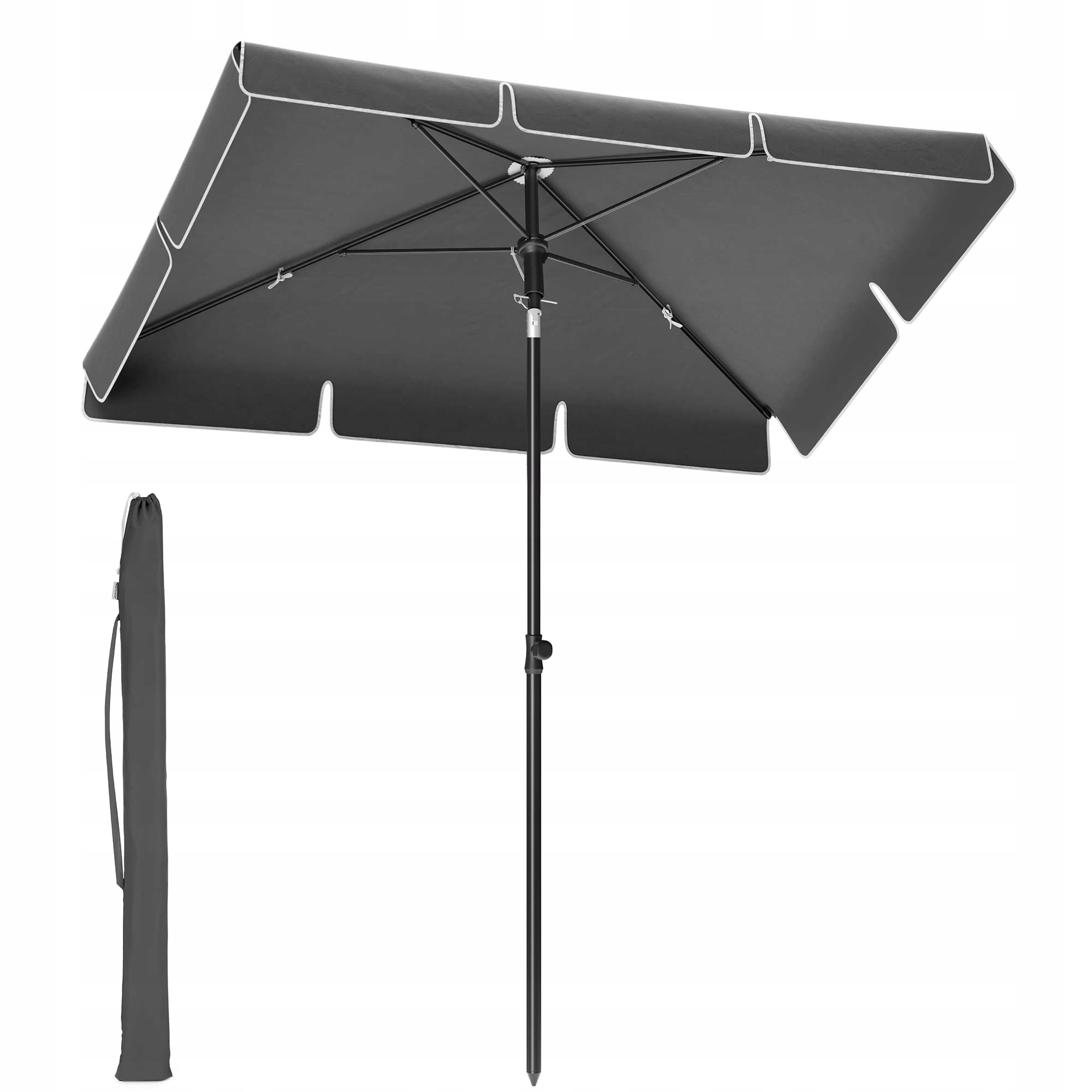 Parasol Ogrodowy Balkonowy Szary 180X125CM Składany