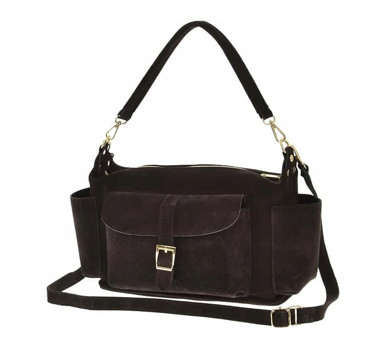 Kabelka hnědá hořká čokoláda kufřík semišová kůže Laura Biaggi