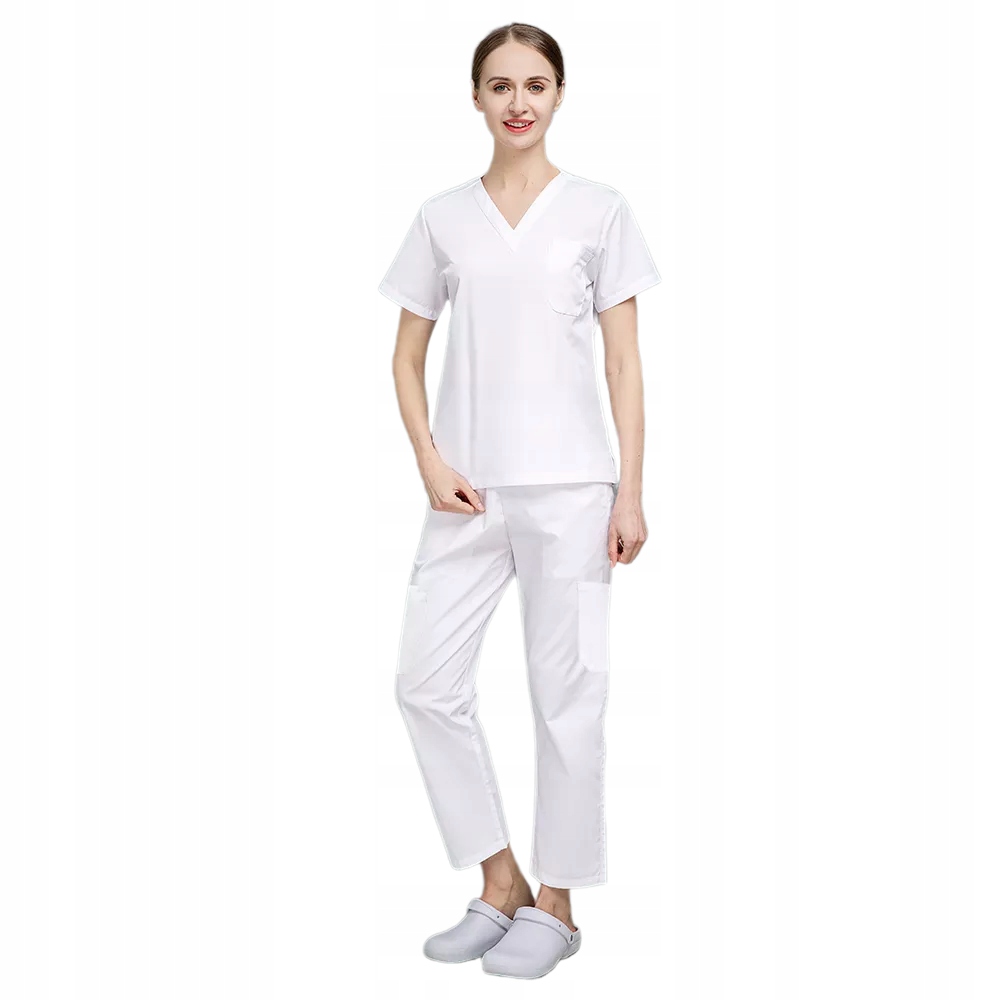 Komplet Medyczny Damski Scrub Uniform Ubranie Model 42019 Biały Rozmiar XL