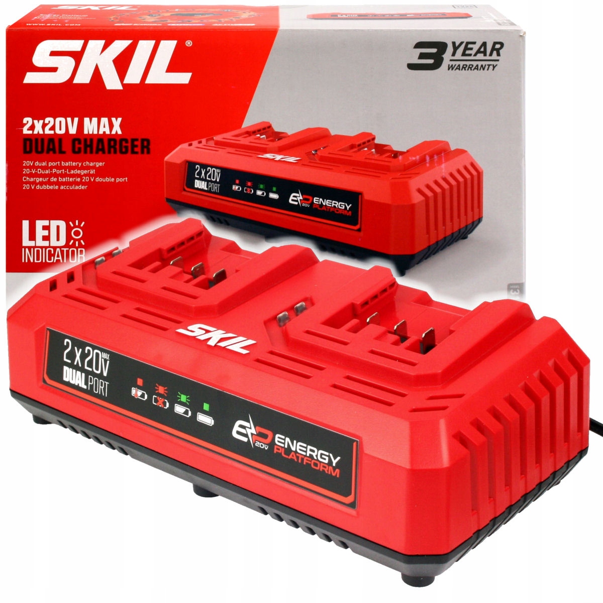 

Ładowarka dwustanowiskowa do akumulatorów 20V Skil