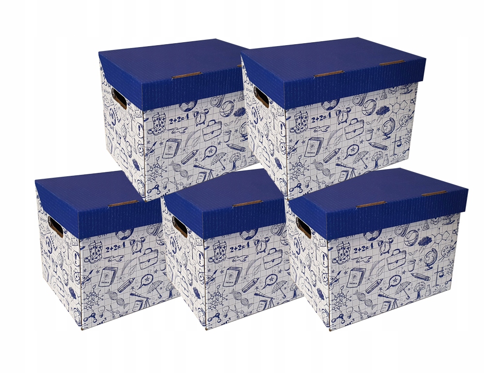 

5szt mocne pudełka na farby zeszyty szkoła granat