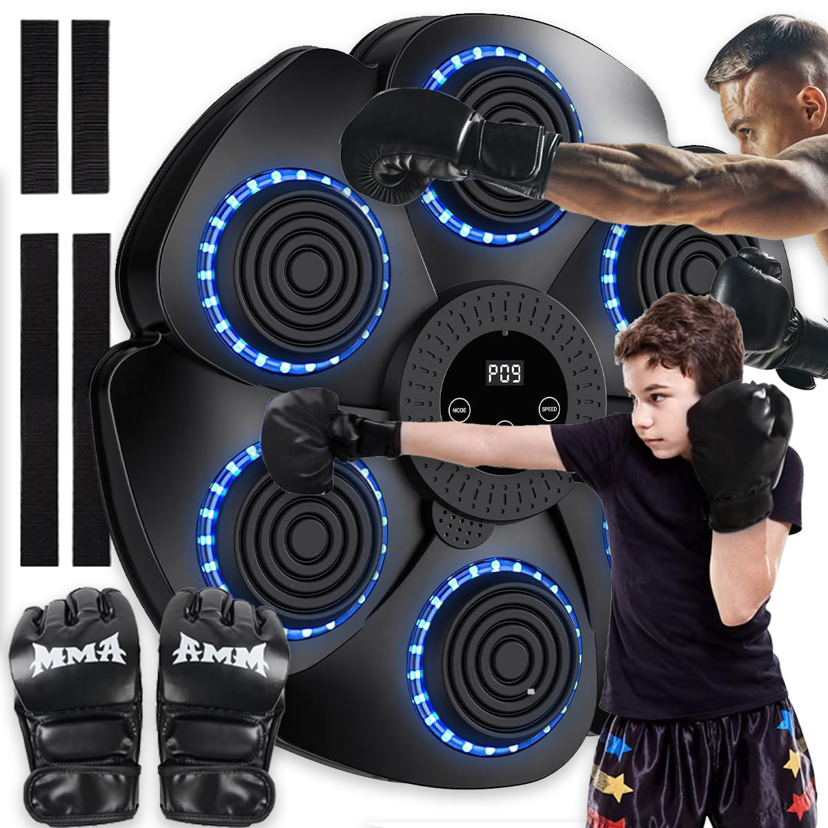 Zábavný Hudební Boxerský Stroj Namontovaný Na Stěnu, 9 Režimů, Černý