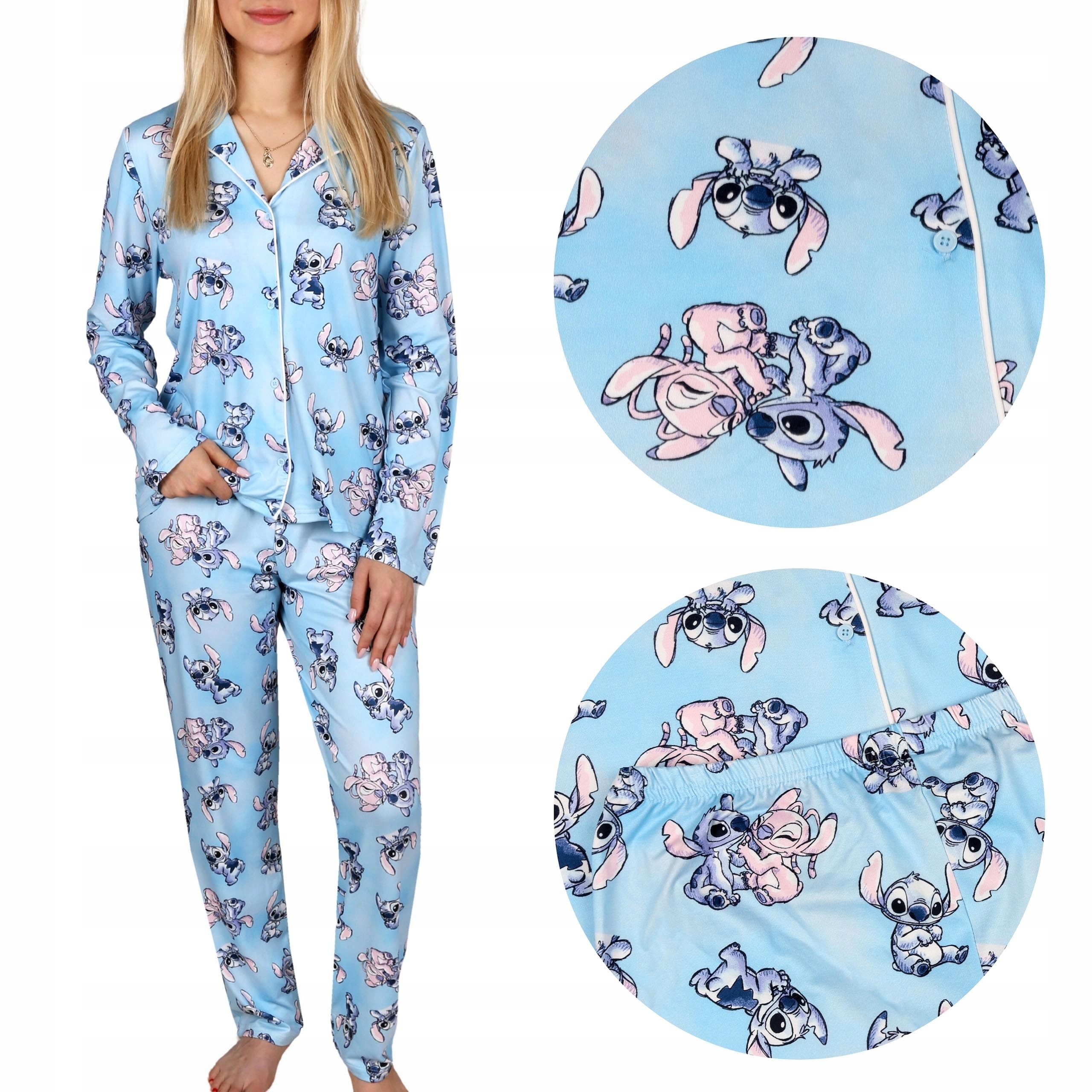 Lilo i Stitch Dziecięca piżama zapinana na guziki, z długimi rękawami 116cm