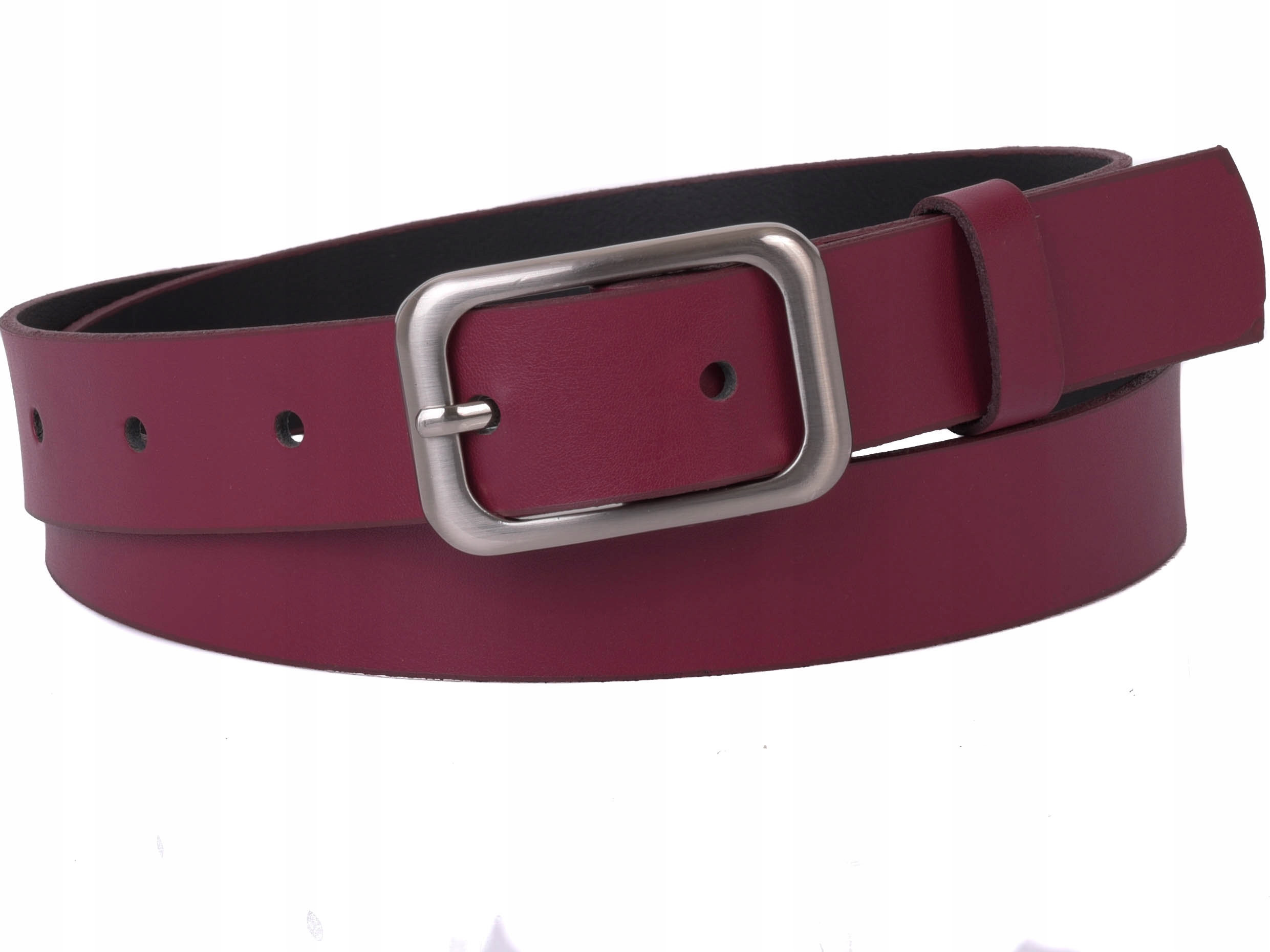 

Damski Skórzany pasek 3cm Fuksja |90obw