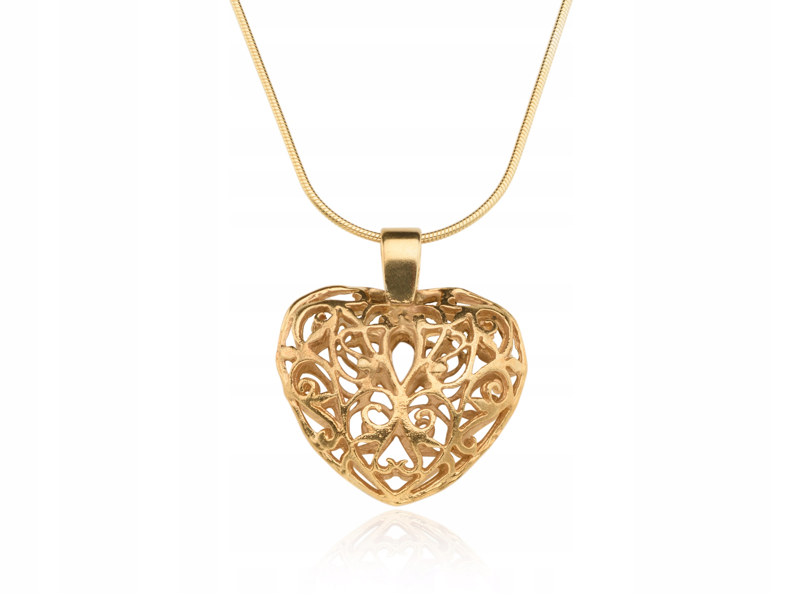 

Naszyjnik srebrny koronkowe serce pozłacane