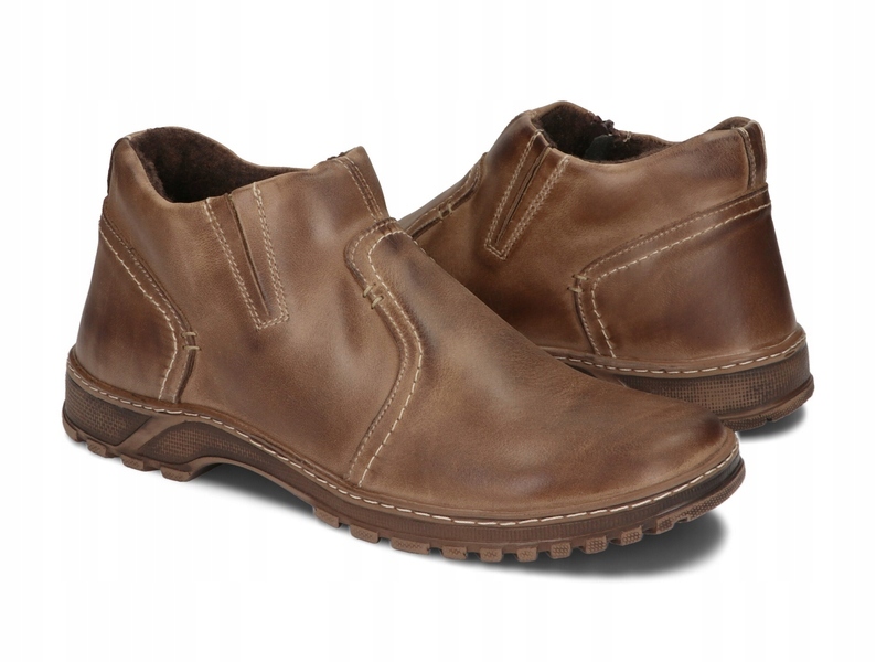 KOZAKI MĘSKIE PÓŁBUTY ZIMOWE POLSKIE 355 BRĄZ 45 Model KOZAKI