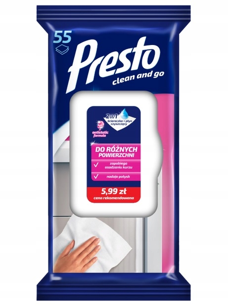 

Presto Ściereczki do różnych powierzchni 55szt 2w1