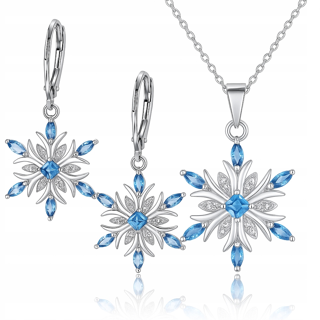 Stříbrný dámský komplet sněhové vločky sněhové vločky hvězdičky na Vánoce stříbro 925