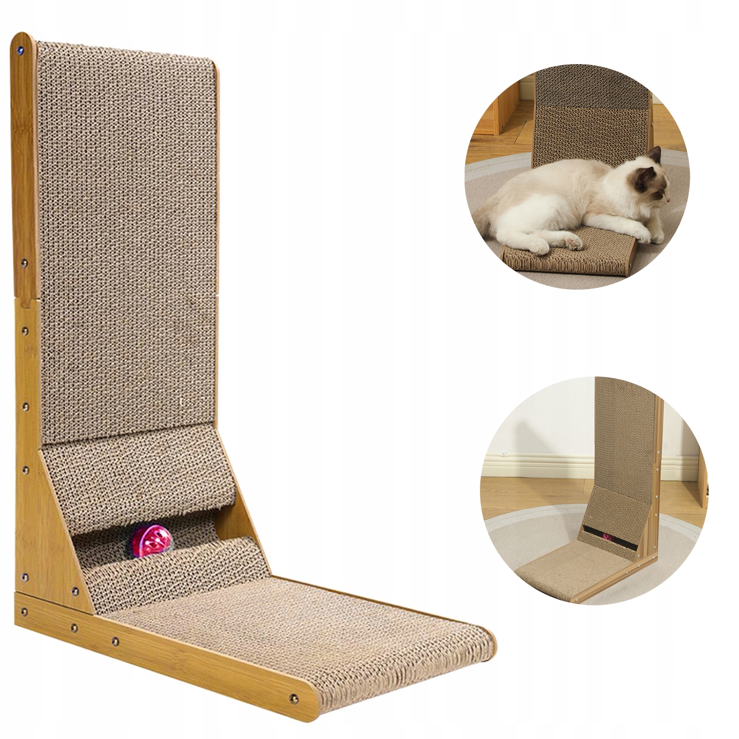 Levně Drapak Pro Kočky Kartonový S Koťátkem Pelíšek Z Lepenky Míč