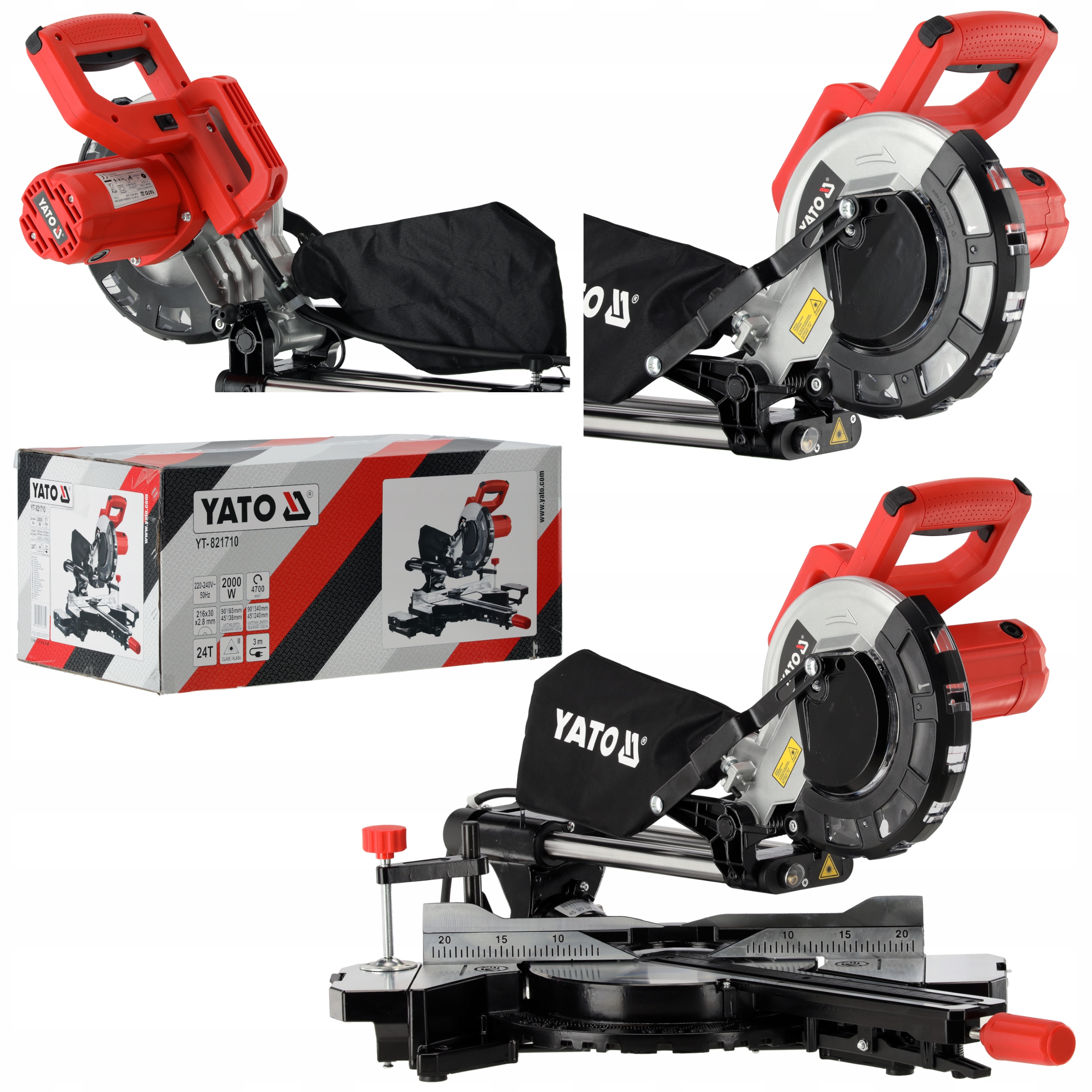 Ukośnica Piła Ukosowa Przesuwna Z Laserem 216 MM 2000 W Yato 4700 Obr/min