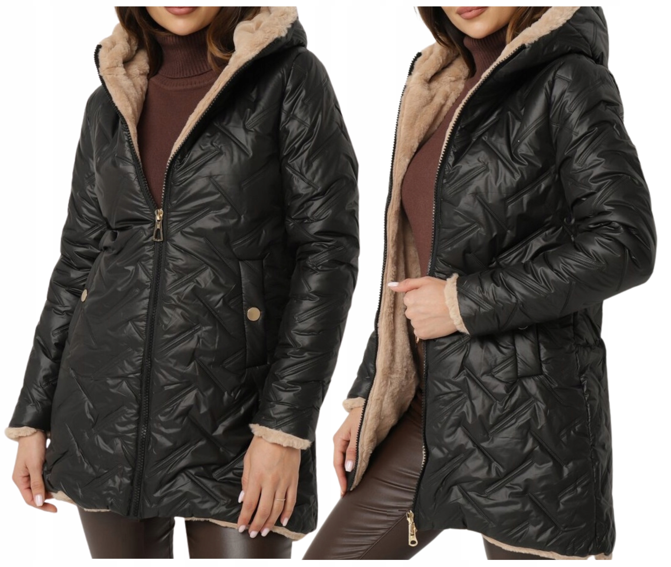 Dámská Přechodová Bunda, Prošívaná, Zateplená Kožešinová Podšívka, Černá -xs
