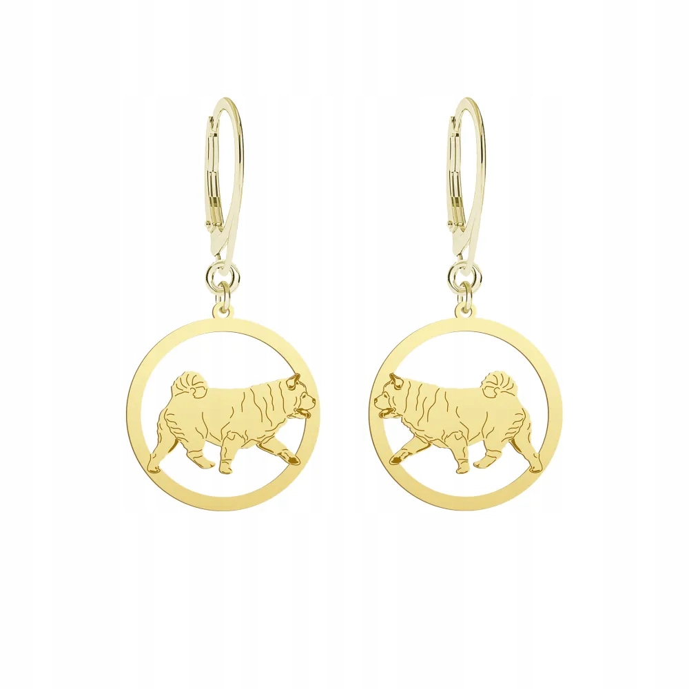 Náušnice Zlaté se psem Chow chow Soft 925 Šperky Dárek Gravírování Bonus