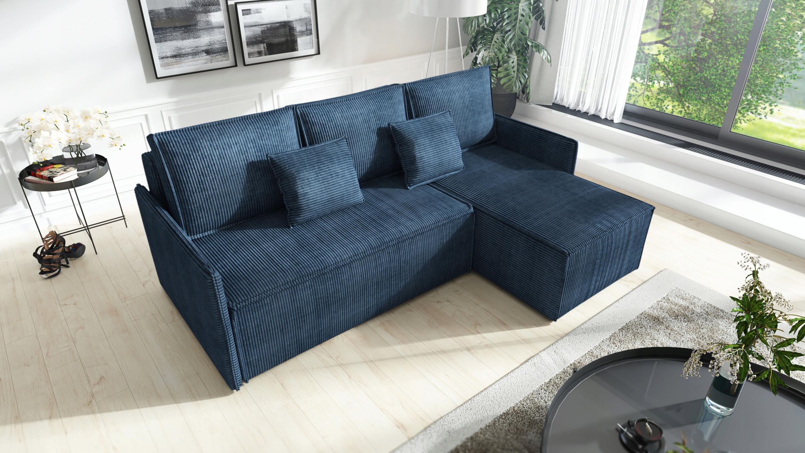 Narożnik TAP 101 Sztruks Automat 3DL Mały 215cm Pojemnik Spanie RóżneKolory Marka Net-Pol Meble