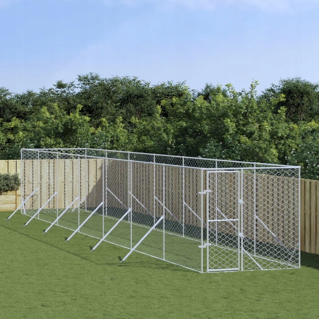 Levně Venkovní psí kotec stříbrný 2 x 14 x 2 m pozinkovaná ocel