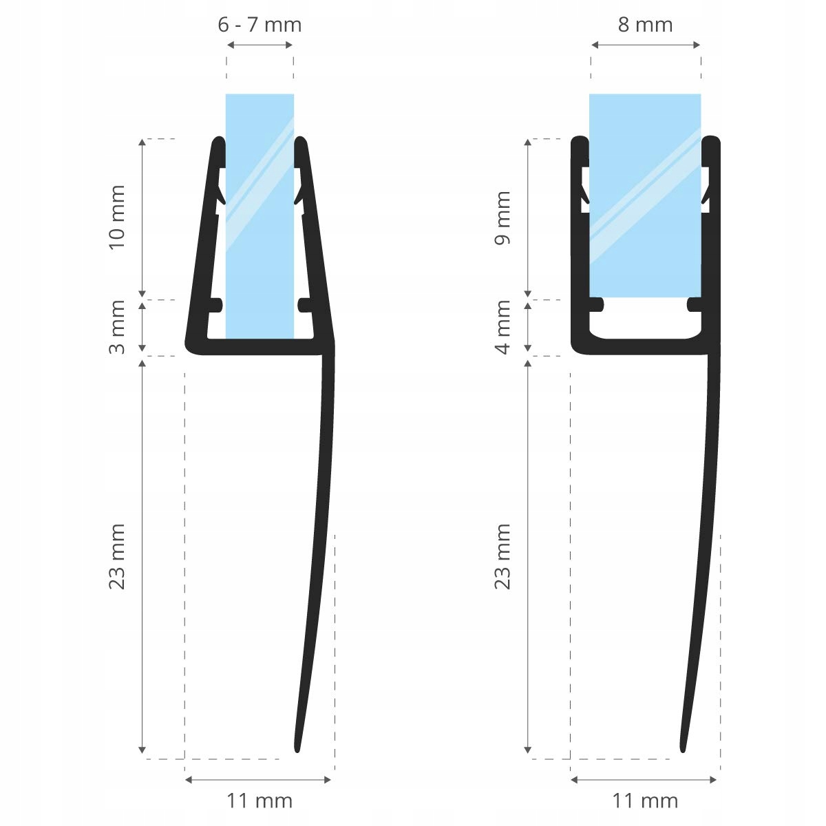 Oblúkové tesnenie sprchy 90cm 6 7 8 mm UK05 EAN 0785983103176