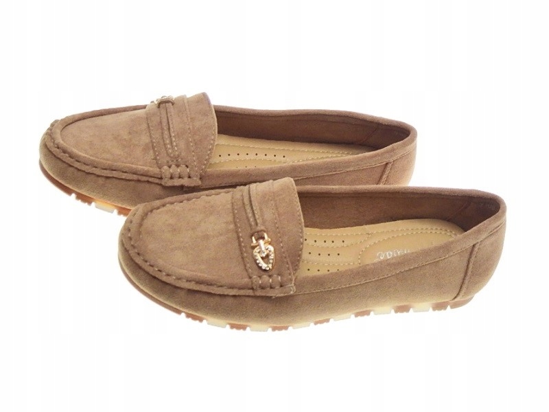 DAMSKIE ZAMSZOWE MOKASYNY Khaki r.40 Kolor brązowy