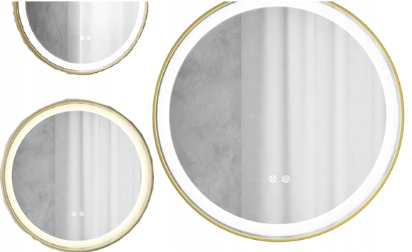 Okrúhle podsvietené zrkadlo Carina energeticky úsporné Led 80x80 Zlaté