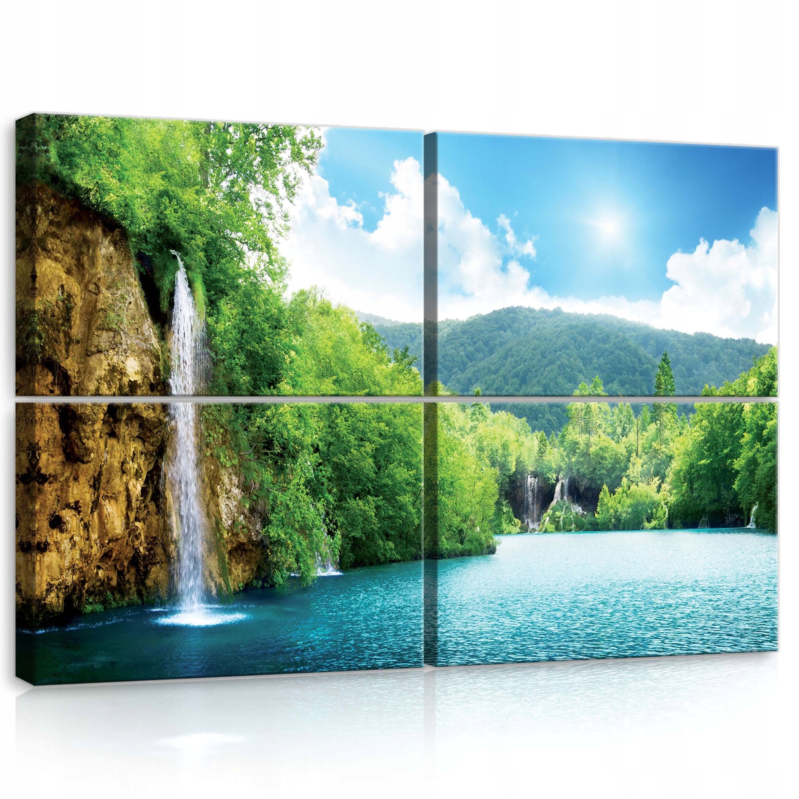 Obraz 120x80 Prírodný horský raj, vodopád, jazero, les, harmónia príroda