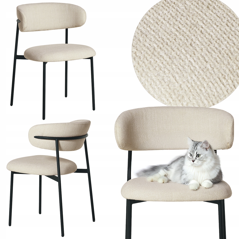 Nowoczesne krzesło Zoya do jadalni salonu kremowe Glam tapicerowane Scandi