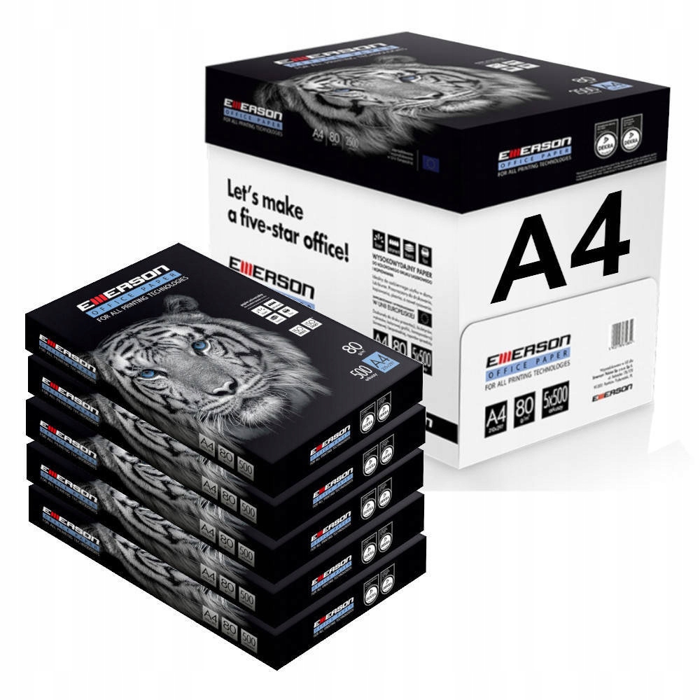 

Papier ksero biały A4 80g 2500ark 5 ryz Emerson