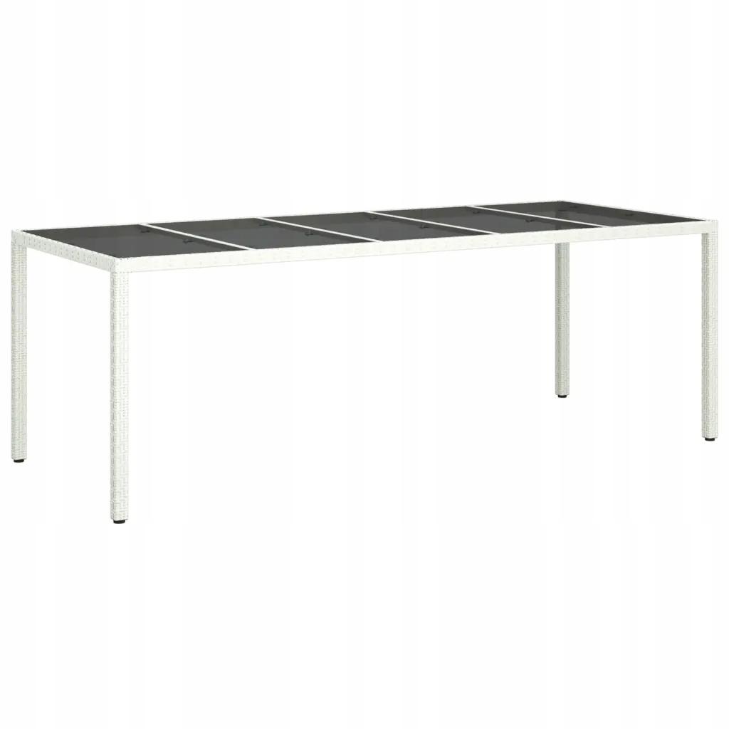 Zahradní stůl z polyratanu, tvrzené sklo, bílo-černý, 250x100x75 cm