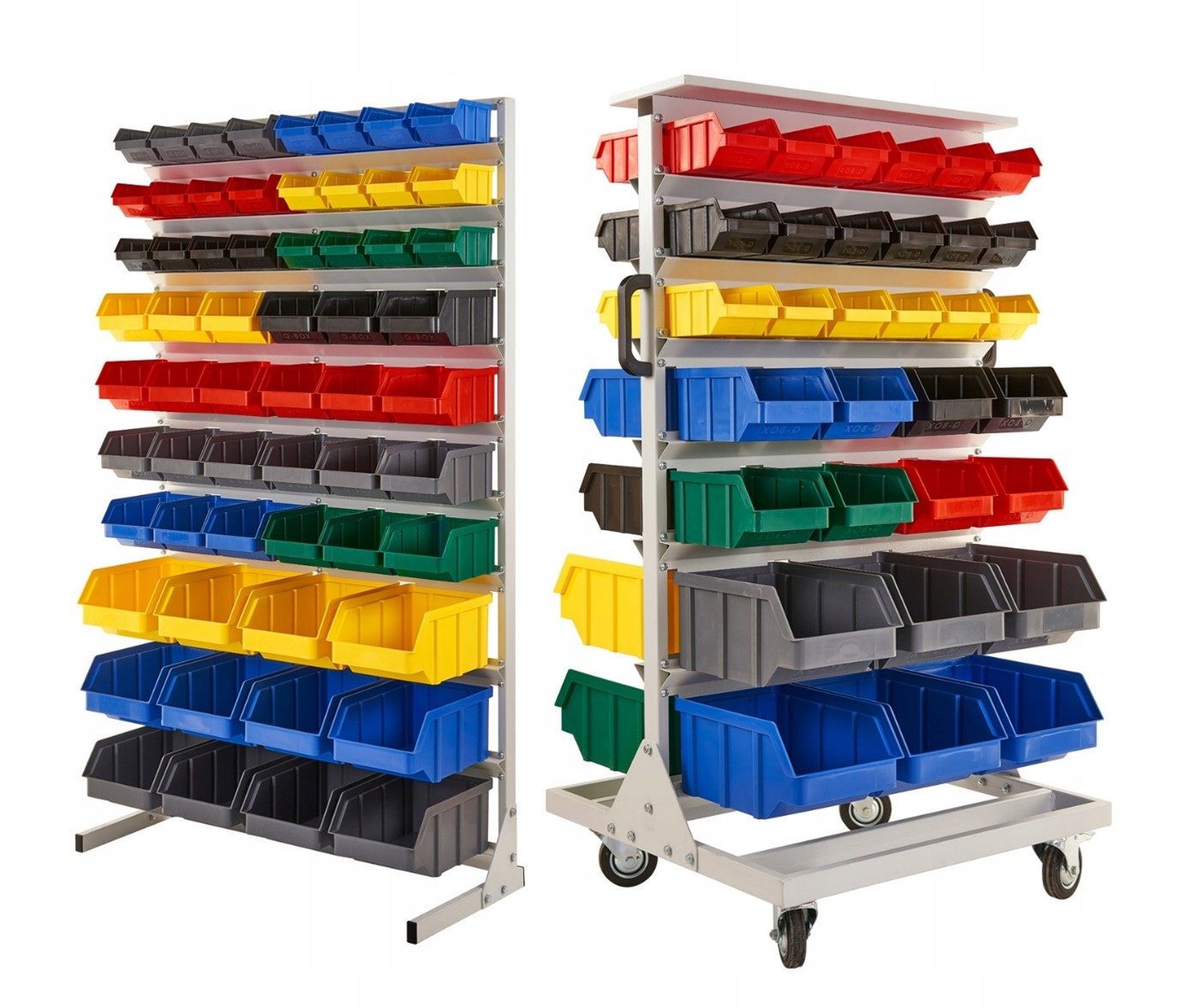 Regal warsztatowy na 20 pojemnikow warsztatowych Material metal
