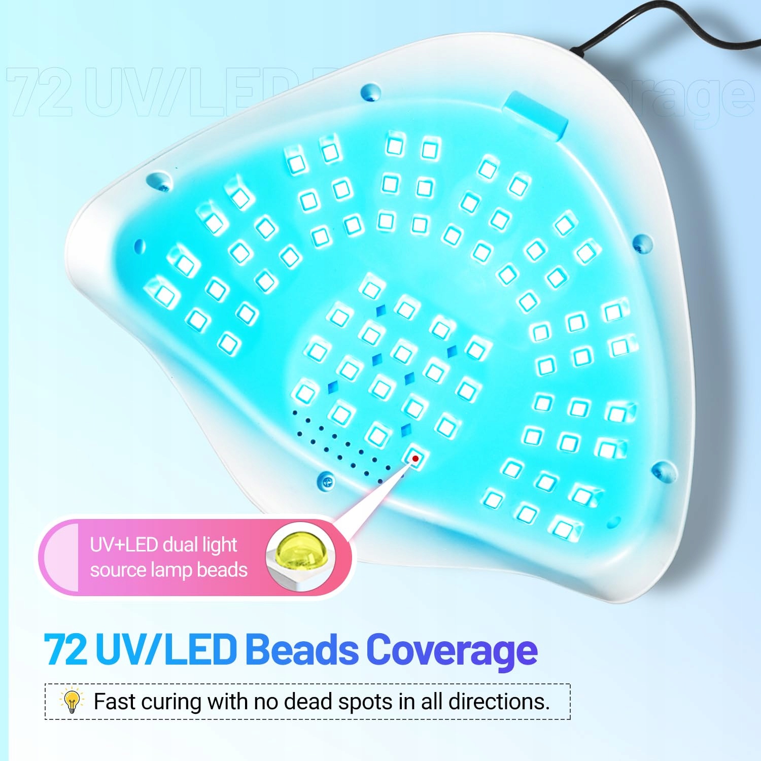 JODSONE 320W UV LED Lampa Do Paznokci Z Auto Sensorem 72 LED 4 Timery — miniatura 5