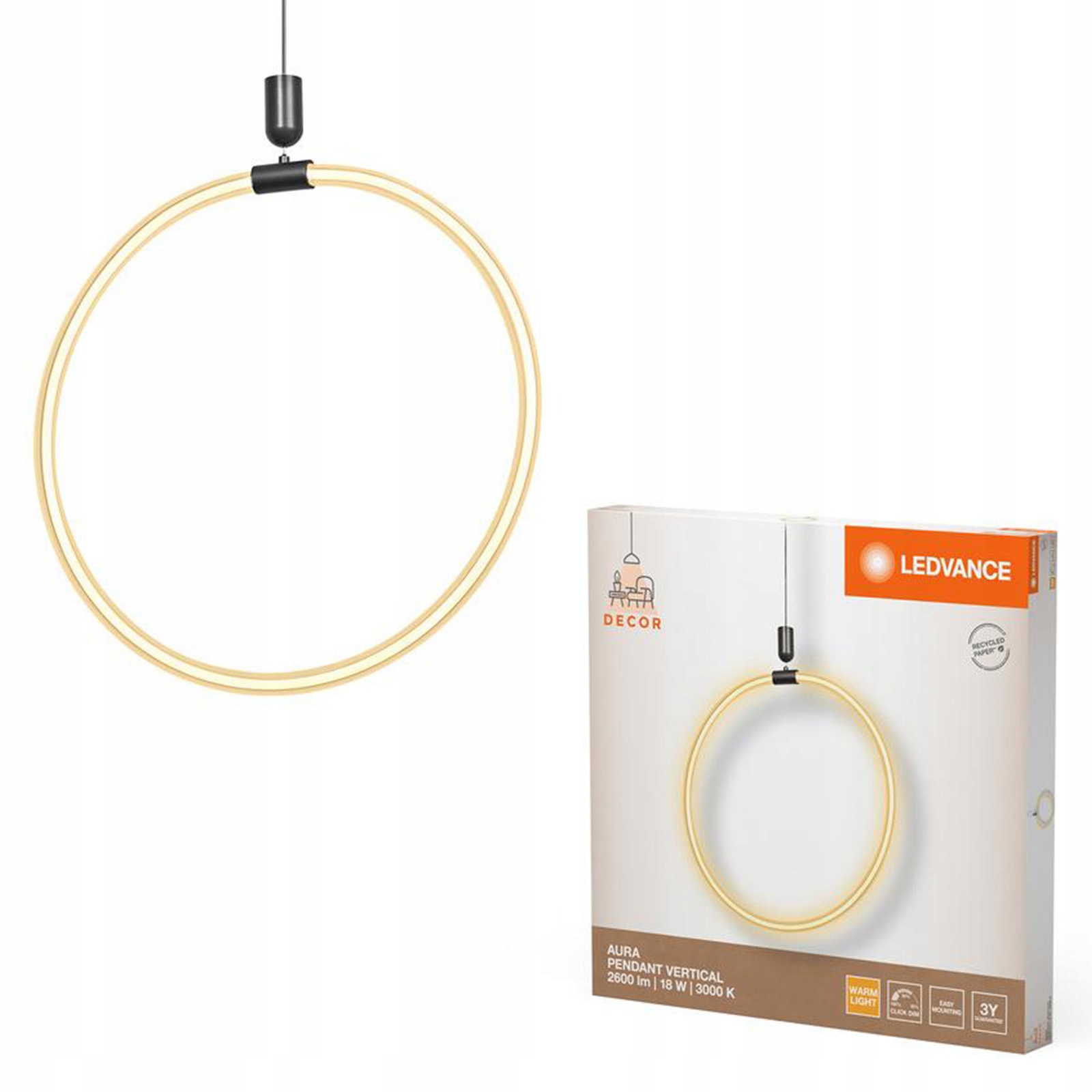 Led závesná stropná lampa 18W 2000lm 3000K Závesná šedá dekorácia
