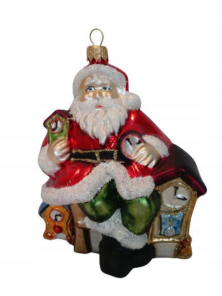 

Bombki Choinkowe Szklane Mikołaj z zegarami 12cm