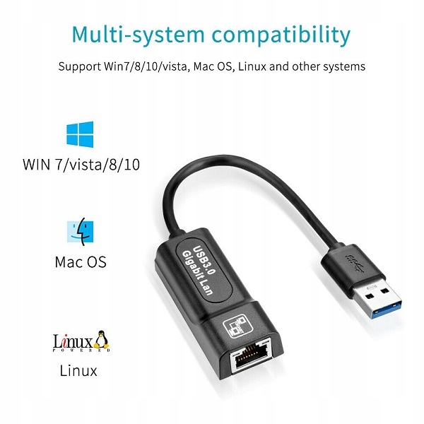 KARTA SIECIOWA USB 3.0 GIGABIT LAN 100/1000Mb RJ45 Marka Inna