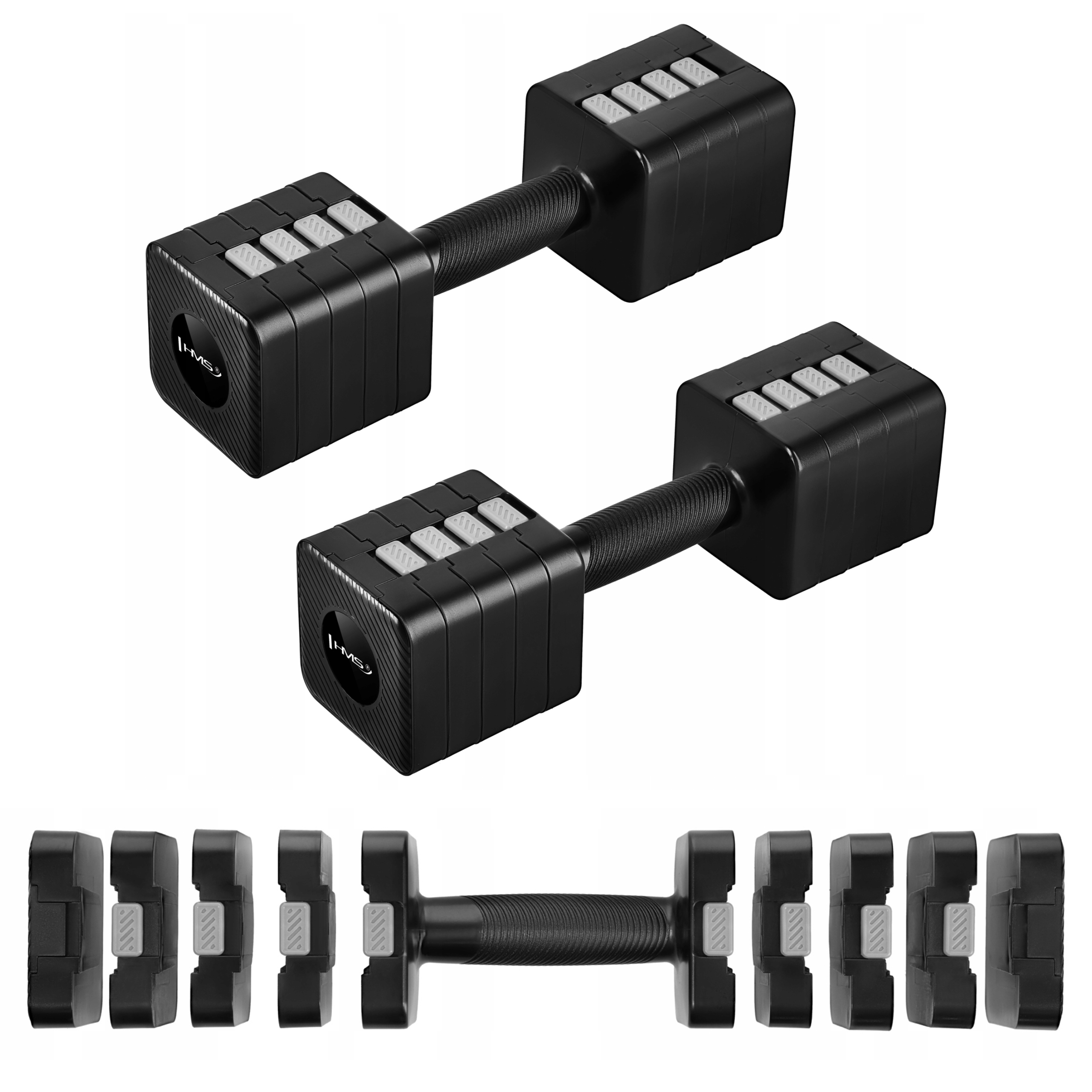 Činky s regulací hmotnosti Hms 2x5 kg Závaží pro fitness cvičení Sada