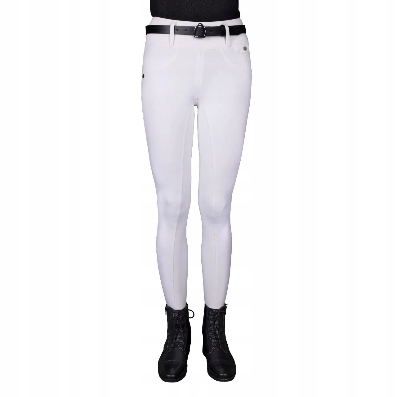 Legginsy jeździeckie Qhp Juliet AW24 damskie konkursowe zimowe białe 36