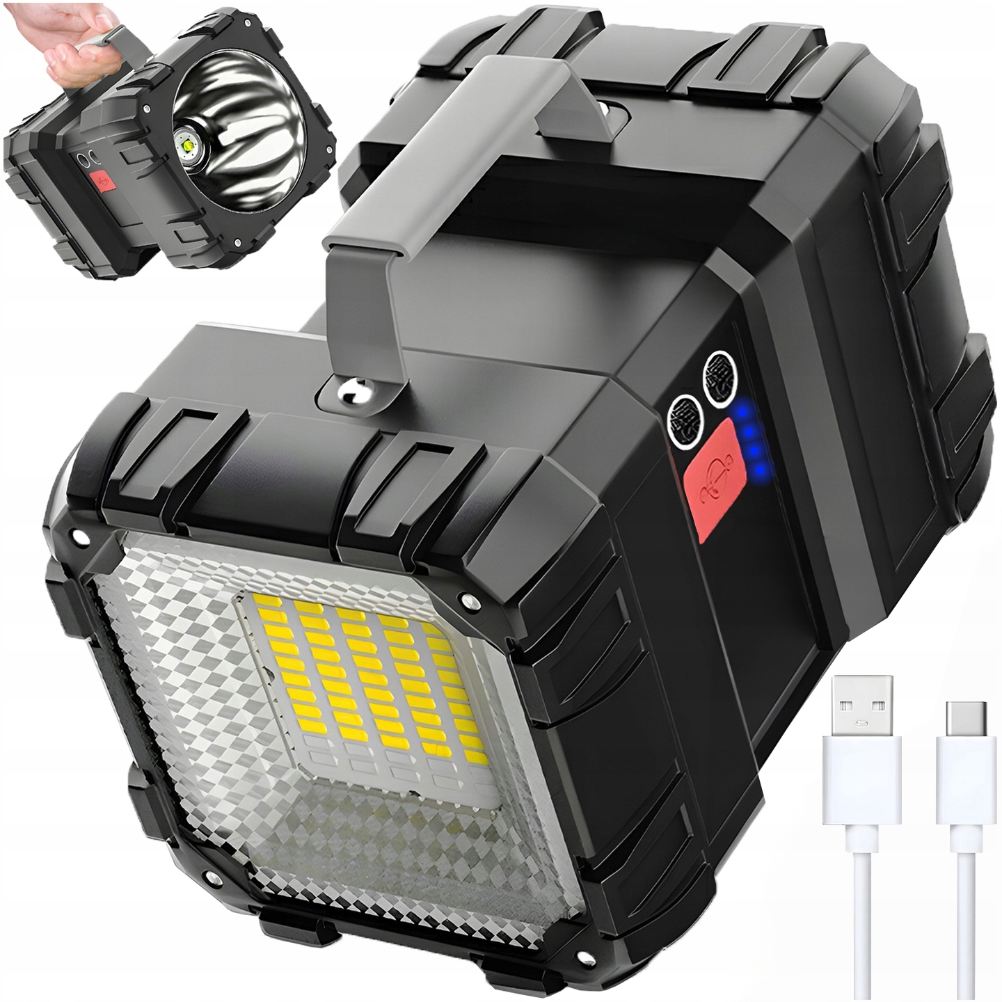 MOCNA LATARKA LED AKUMULATOROWA SZPERACZ DWUSTRONNA POWERBANK 1200lm Stan opakowania oryginalne