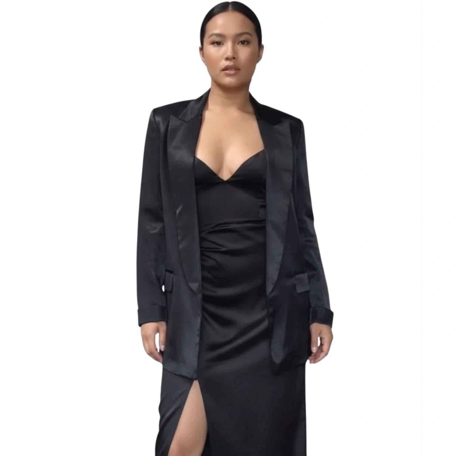 Sako Zara saténové, klasické, černé, bez zapínání, vel.