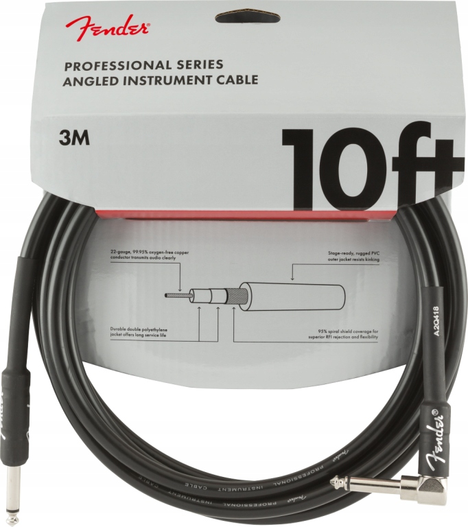 Fender Pro 10 Angl Inst Cable Blk 0990820025 Kabel Gitarowy 3m Przewód Jack