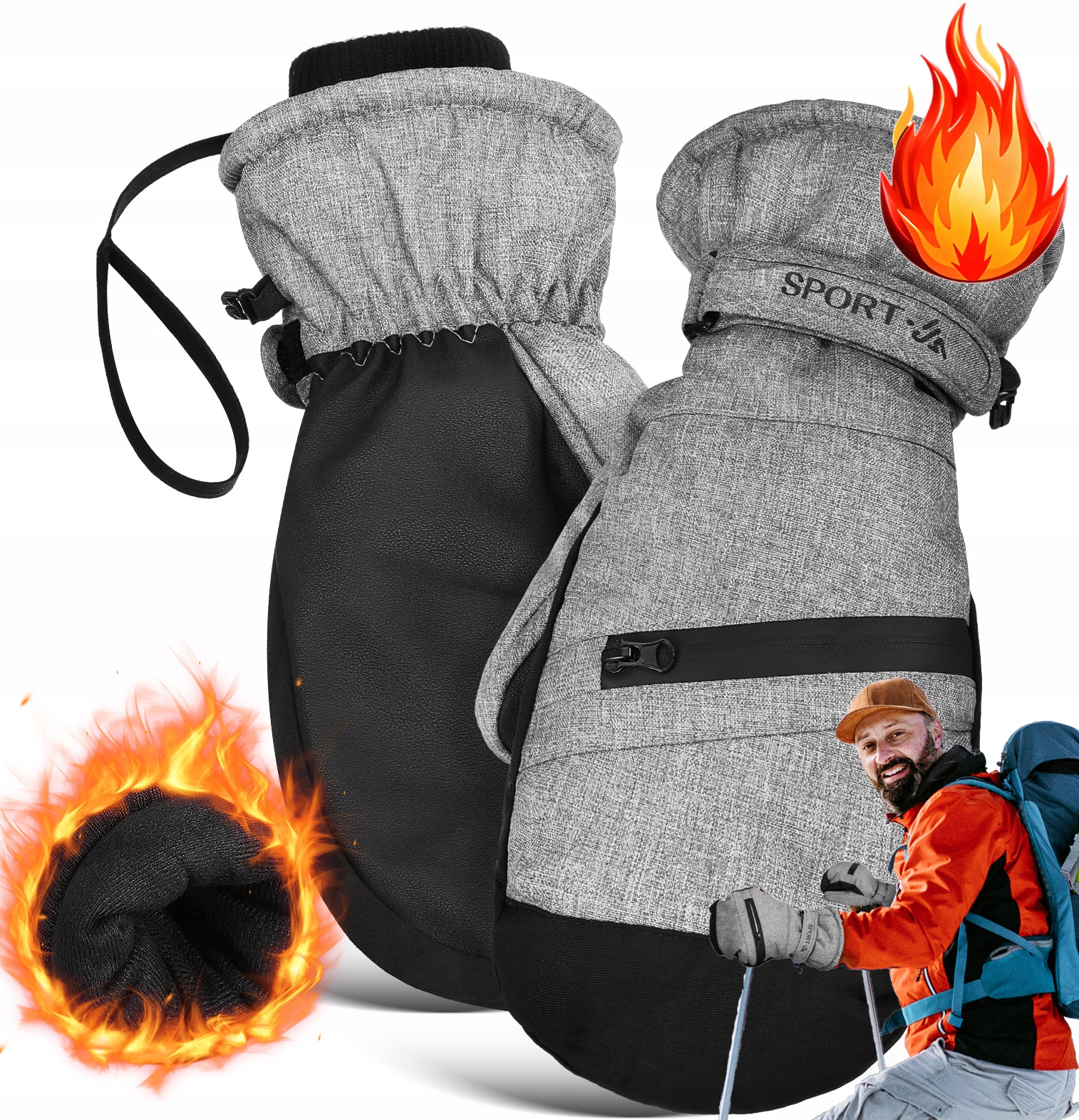 Zimní Rukavice XL Lyžařské Rukavice Snowboardové Zateplené S Kapsou a Dotykovou Obrazovkou