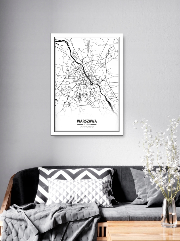WARSZAWA MAPA MINIMALIZM plakat A2 59,4x42cm #194 Wysokość produktu 59.4 cm