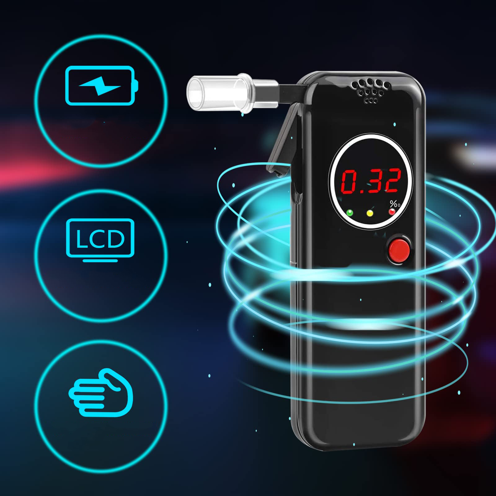 TESTER ALKOMAT ALKOTEST PODŚWIETLENIE Z 12 USTNIK Model ALKOMAT TESTER