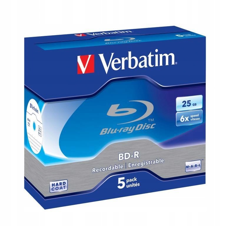 Płyty Bd-r Verbatim 6x 25GB (Jewel Case 5) Blu-Ray Hard Coat