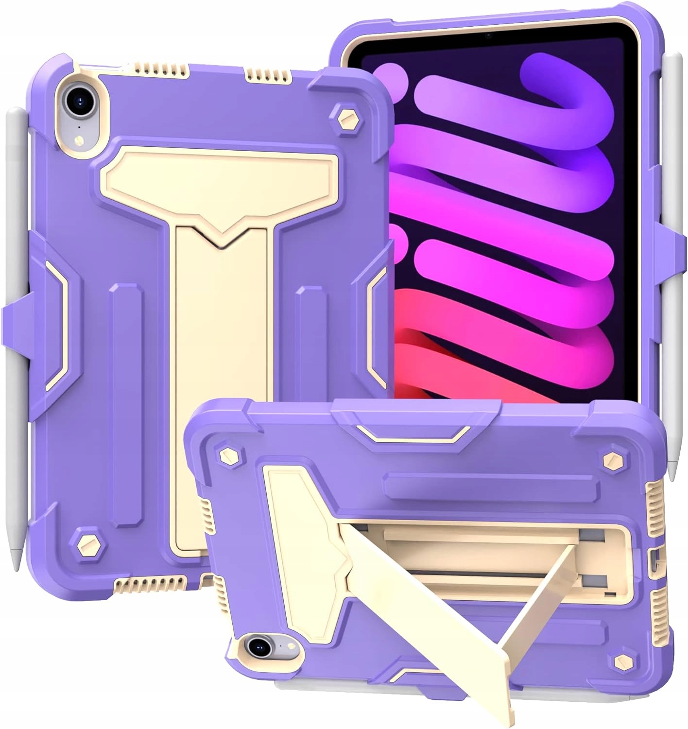 Pouzdro pro iPad Mini 6 8.3" s podstavcem a prostorem pro Dotykové Pero, fialové