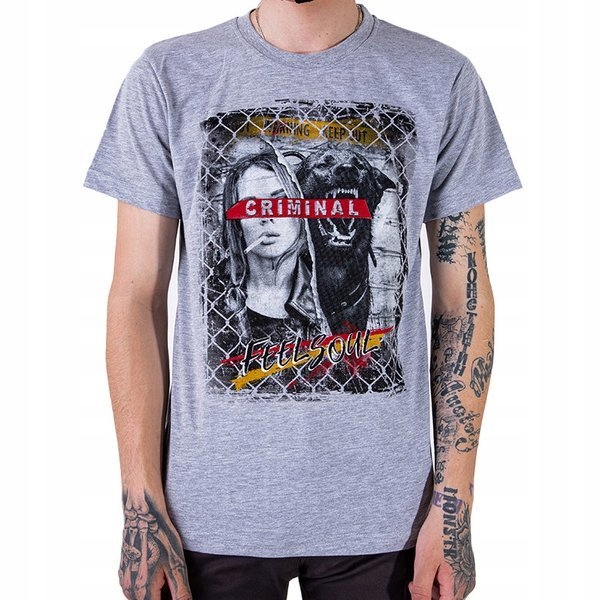 

1011 Grey Szary Bawełniany Męski T-shirt M - 38