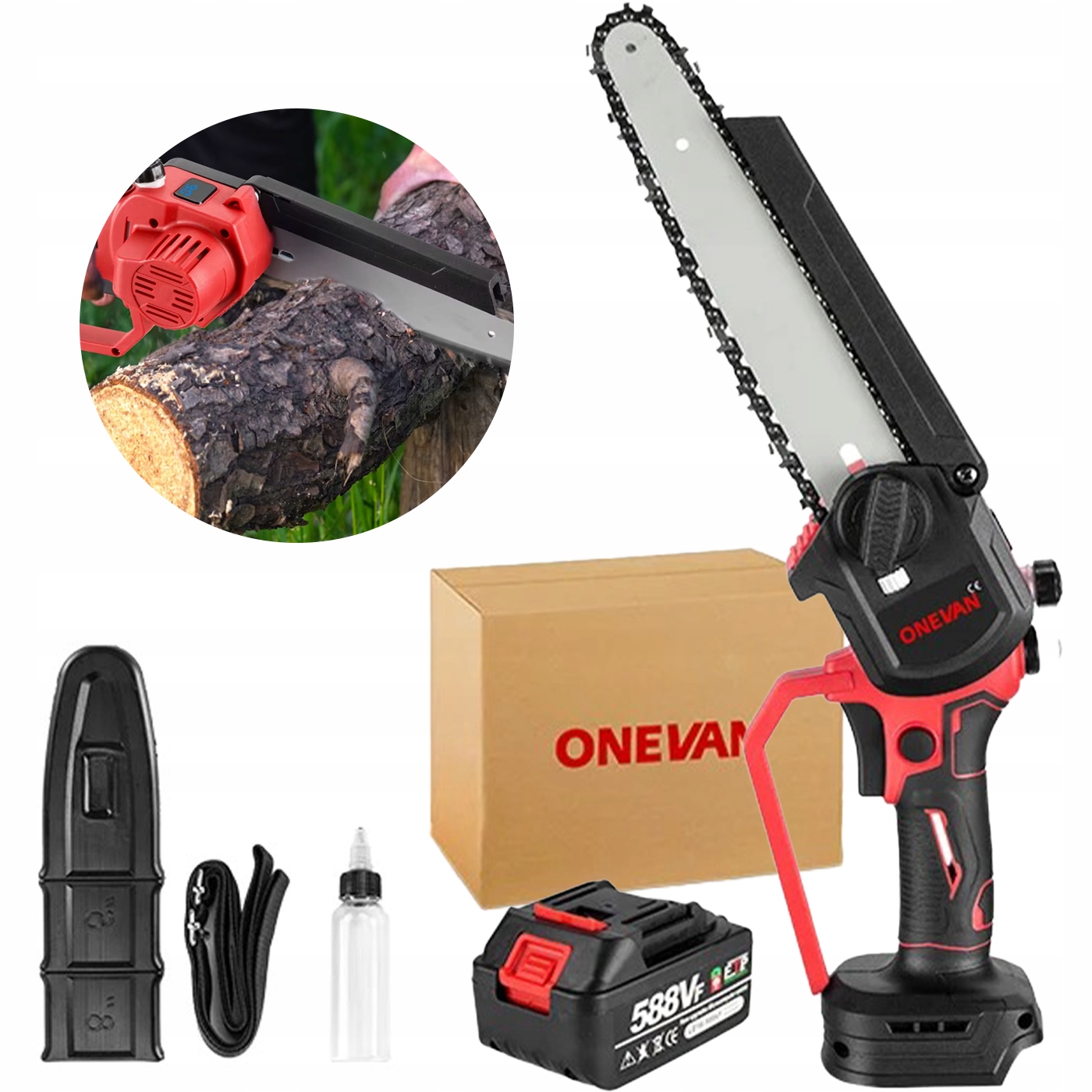 Bezdrátová ruční řetězová pila 4500W 18V Bezuhlíková pila Řezání