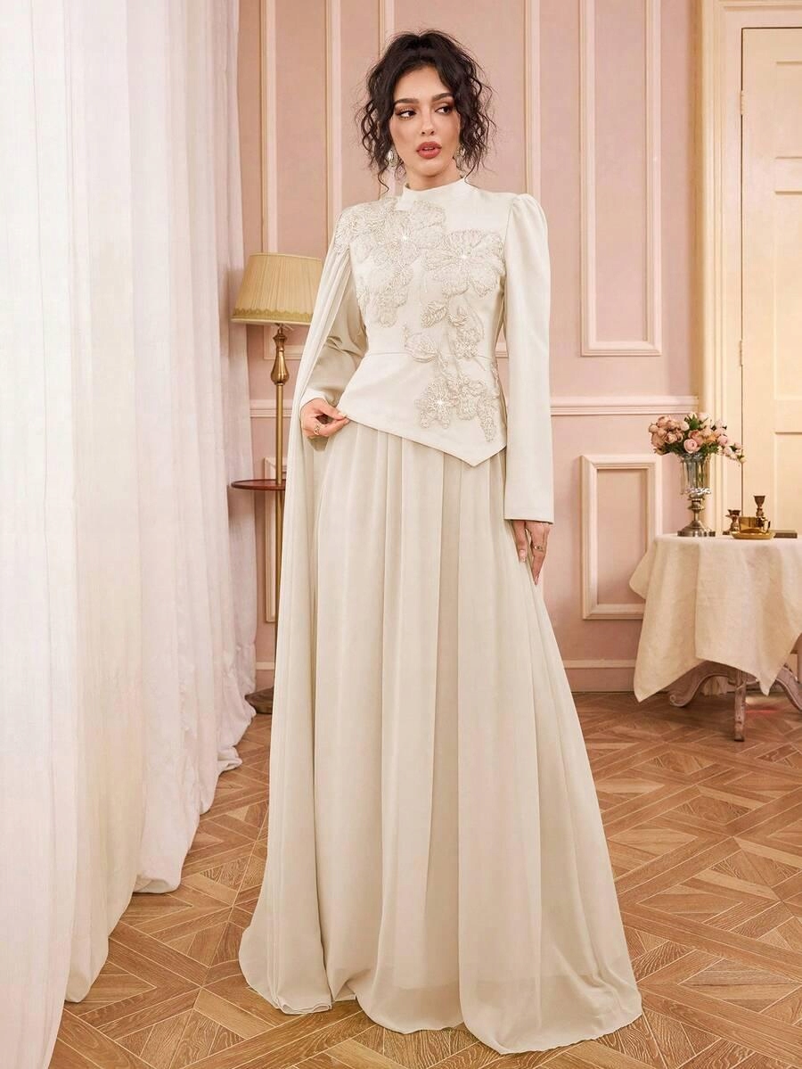 Shein Béžová Maxi Šaty Lak S06__S