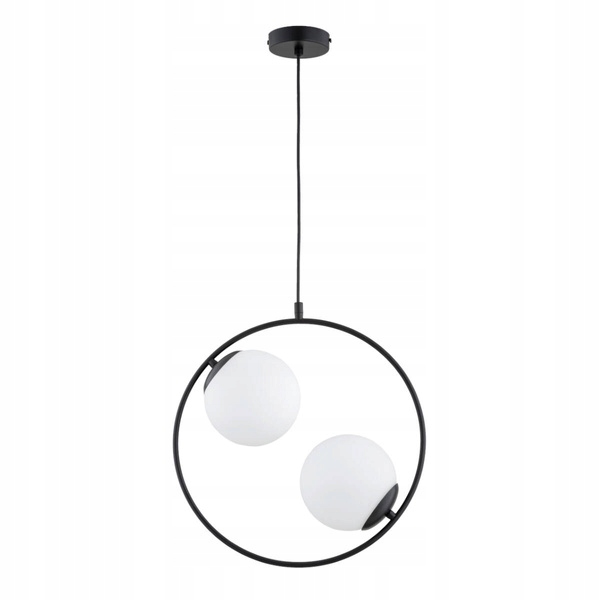 Závěsné svítidlo moderní černé minimalistické dvě bílé koule Alfa